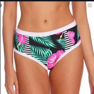 Body Glove Black and Pink Floral Bikini Bottom